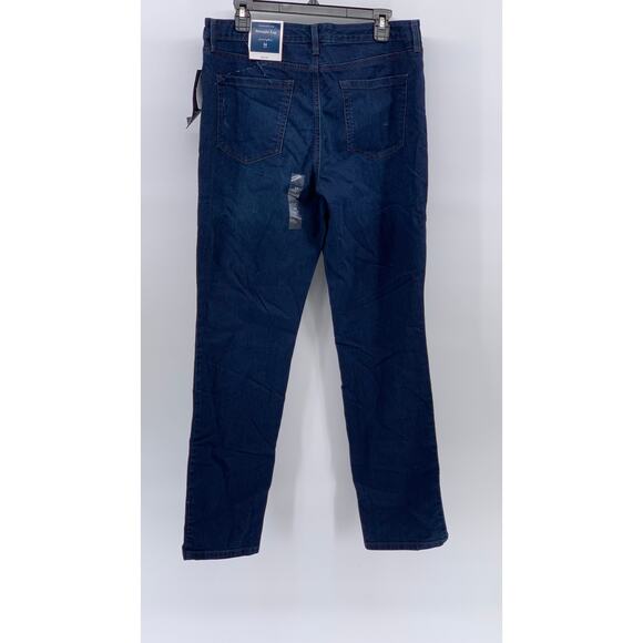 CHARTER CLUB Women's Dark Blue Denim Straight-Leg Lexington Jeans SZ 14 - Picture 1 of 12